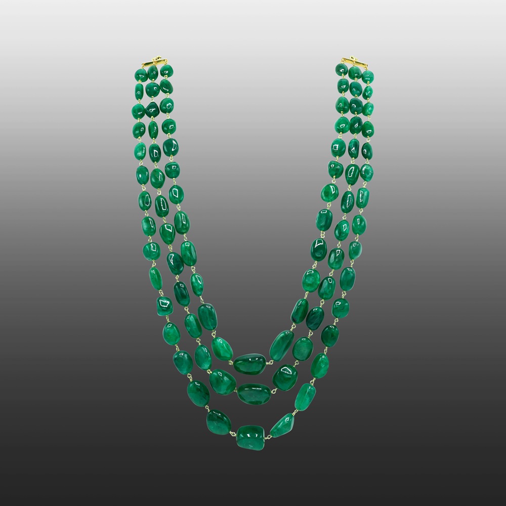 Emerald Beaded Three Line